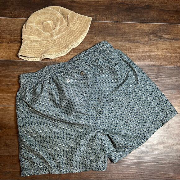 ORIGEN MAN Men's Bucket Hat with Navy/Yellow /Logo pattern Swim Shorts Set - Picture 2 of 10